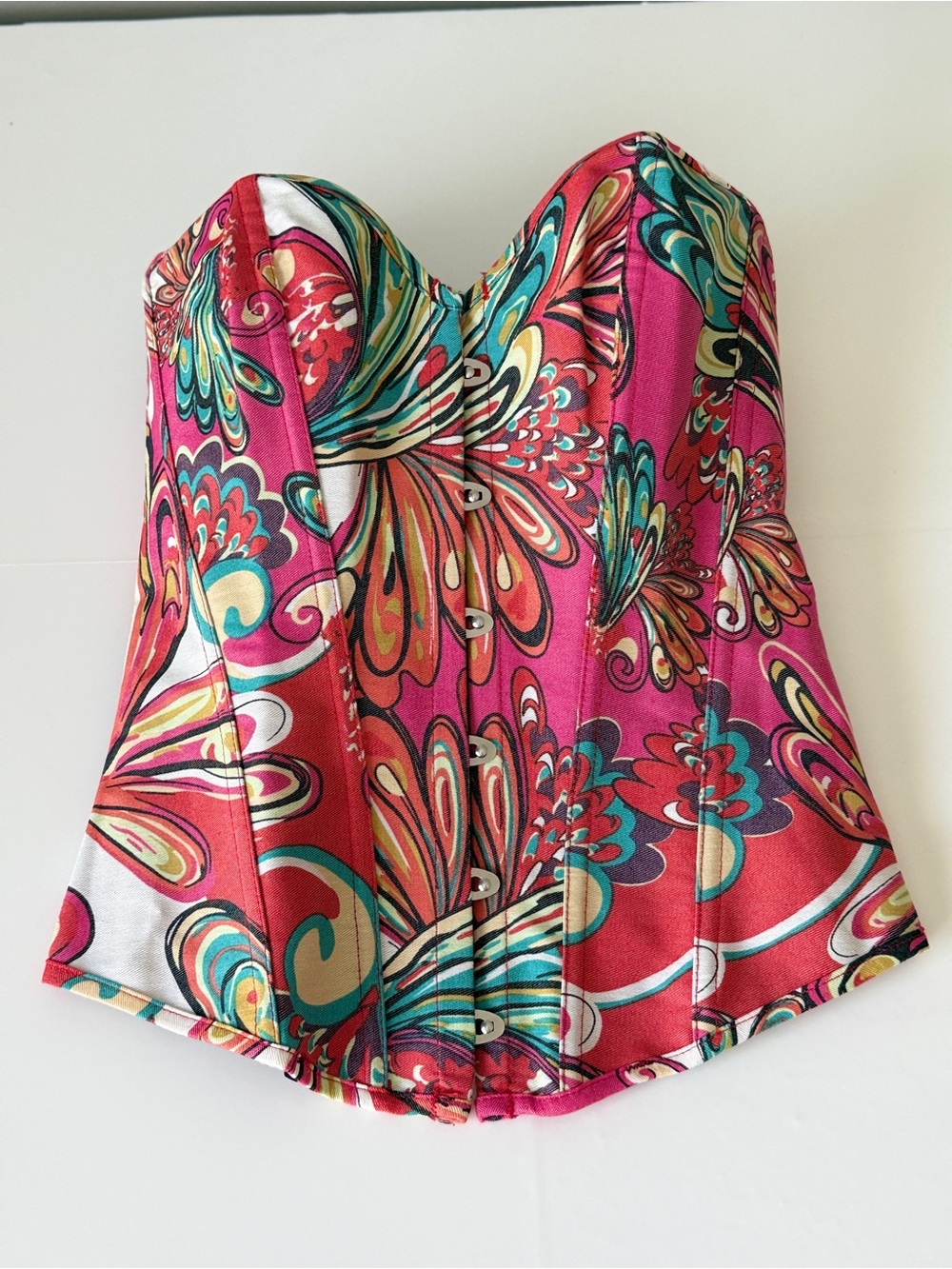 Alivila.Y Vintage Butterfly Denim Overbust Corset 2767 Hot Pink S